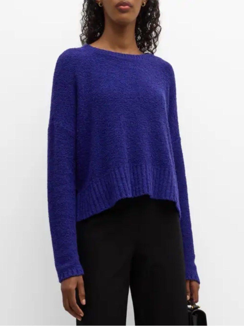 Eileen Fisher Crewneck Boucle Cotton Cashmere Blend Sweater
